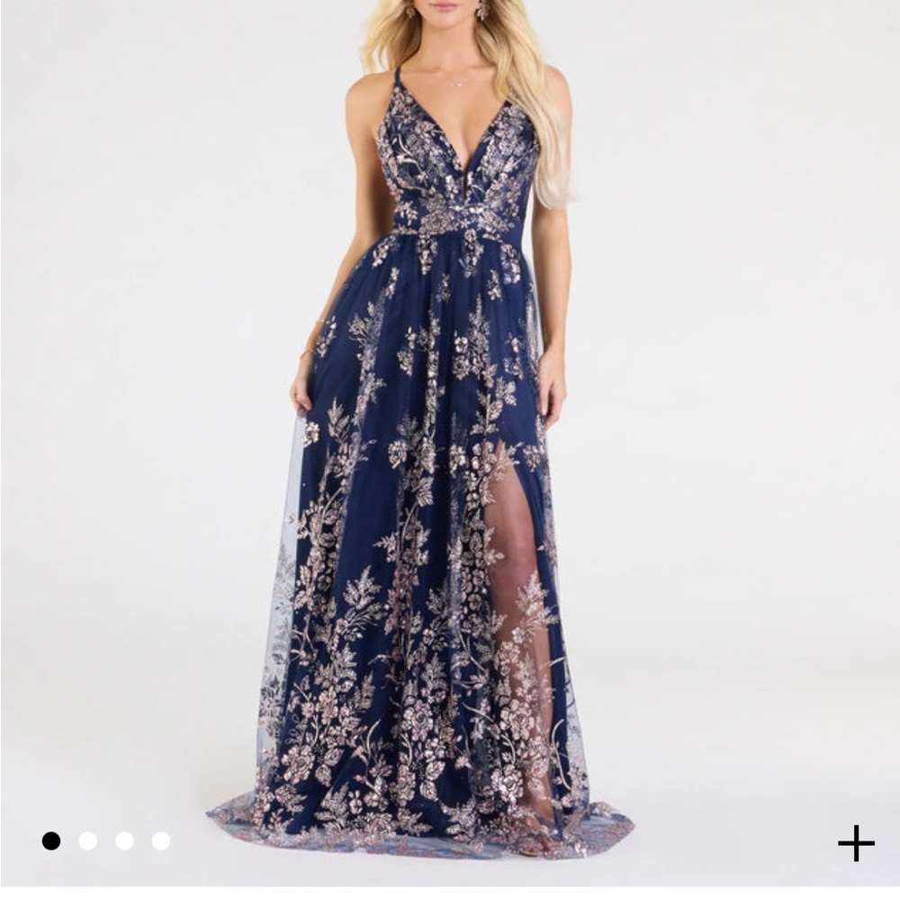 Elegant Navy Floral Gown
